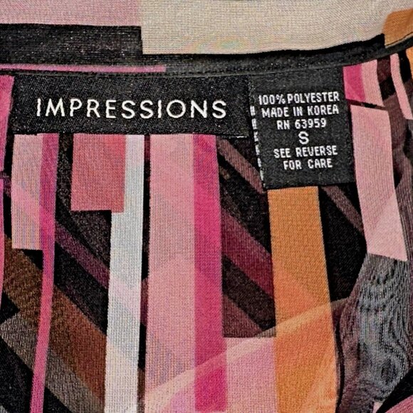 Whimsigoth Artcore Impressions Blouse S Semi-Sheer Geometric Y2K Korea Vintage - Picture 3 of 4